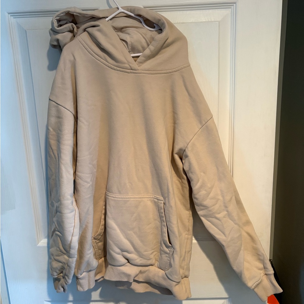Beige Hoodie with Front Pocket